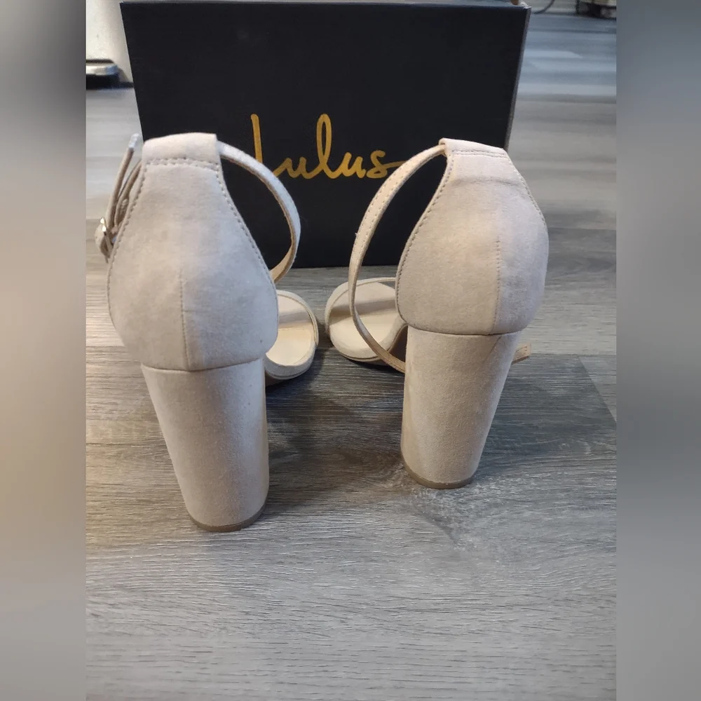 Lulu's Taylor Beige Fabric Nude Heels